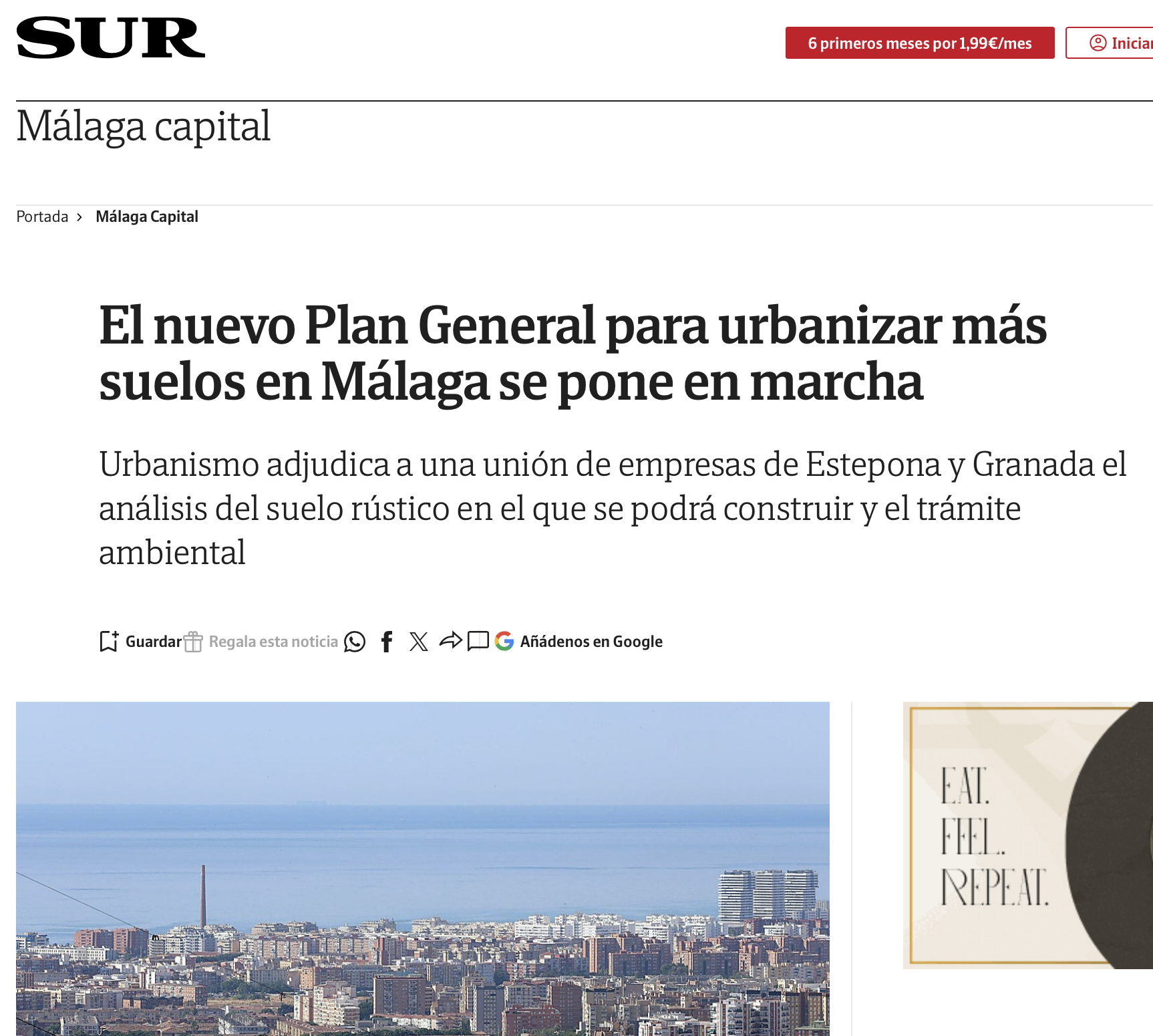 MÁLAGA: Nuestro equipo dirigirá la ordenación de su CH y asesorará al futuro PGOM